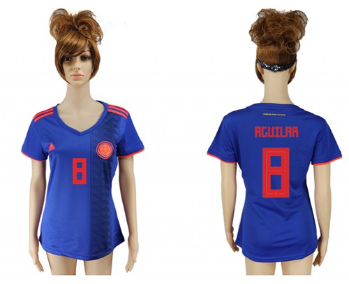 Women's Colombia #8 Aguilar Away Soccer Country Jersey - Click Image to Close